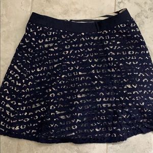 The Limited dark blue and cream lace skirt